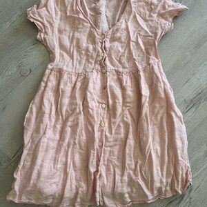 Elegant Pink Button-Down Mini Dress